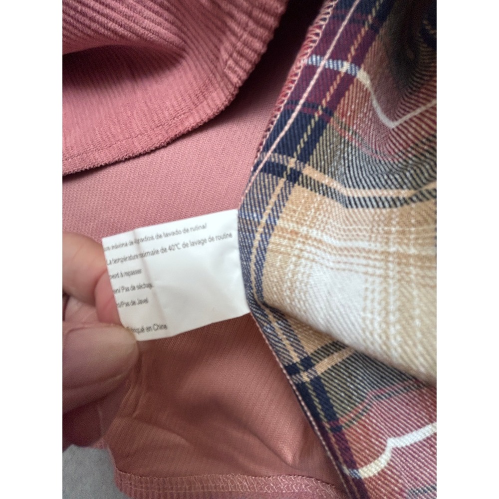 Zeagoo Womens XXL Pink Corduroy Plaid Colorblock Button Down Shirt Shacket NWT - Picture 9 of 11